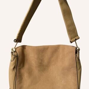 Vince Camuto tan suede & pebbled leather purse